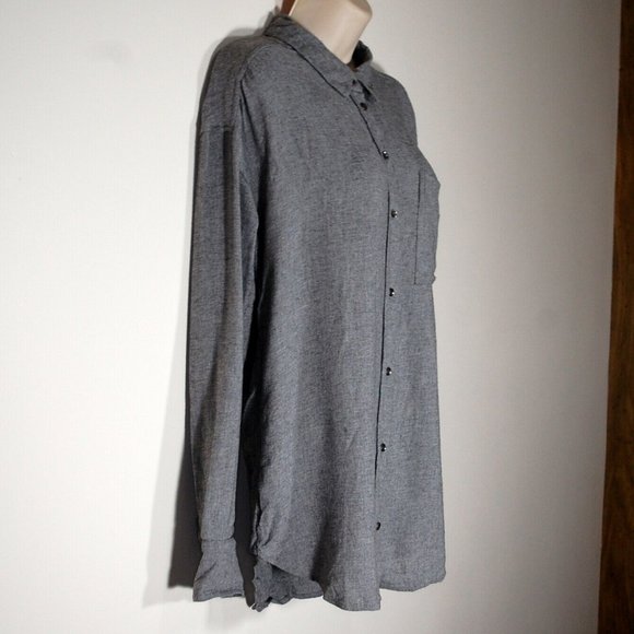 Athleta Avenue Viscose Wool Button Up Gray Shirt - Picture 3 of 7
